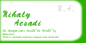 mihaly acsadi business card